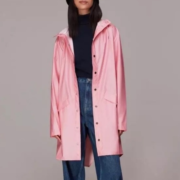 RAINS Long Jacket Pink Sky MEDIUM - Picture 1 of 9